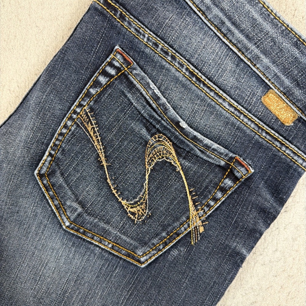Y2K Silver Jeans Toni Low Rise Bootcut Flare Jeans Blue Dark Wash 32x31